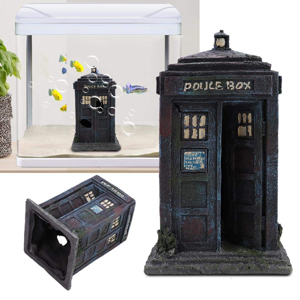 wosume Fish Tank Ornament, Aquarium Decor, Fish Tank Decor Fish Tank Ornaments Simulation Resin Sentry Box Fish Tank Aquarium Ornaments Decor Accessory