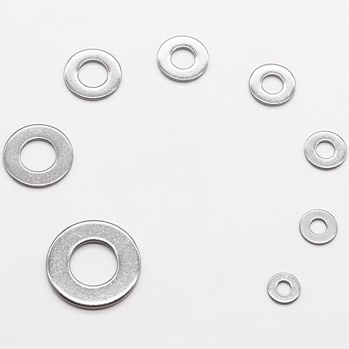 Miniatura 6 de Aienxn Kit de surtido de 270 piezas de arandelas planas, 8 tamaños SAE -12, 38, 516, 14, 12#, 10#, 8#, 6#, (18-8) arandelas de acero inoxidable 304