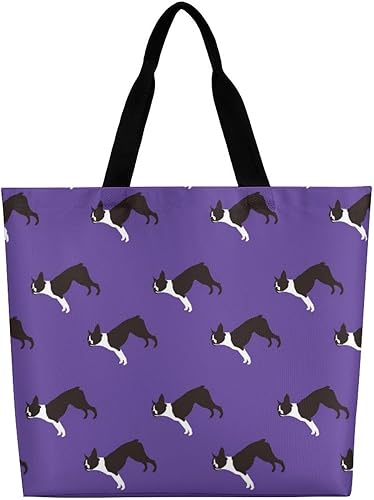 Miniatura 3 de Boston Terrier Dog Breed - Bolsa de mano para mujer, gran capacidad, para compras, comestibles, reutilizable, para viajes, picnic