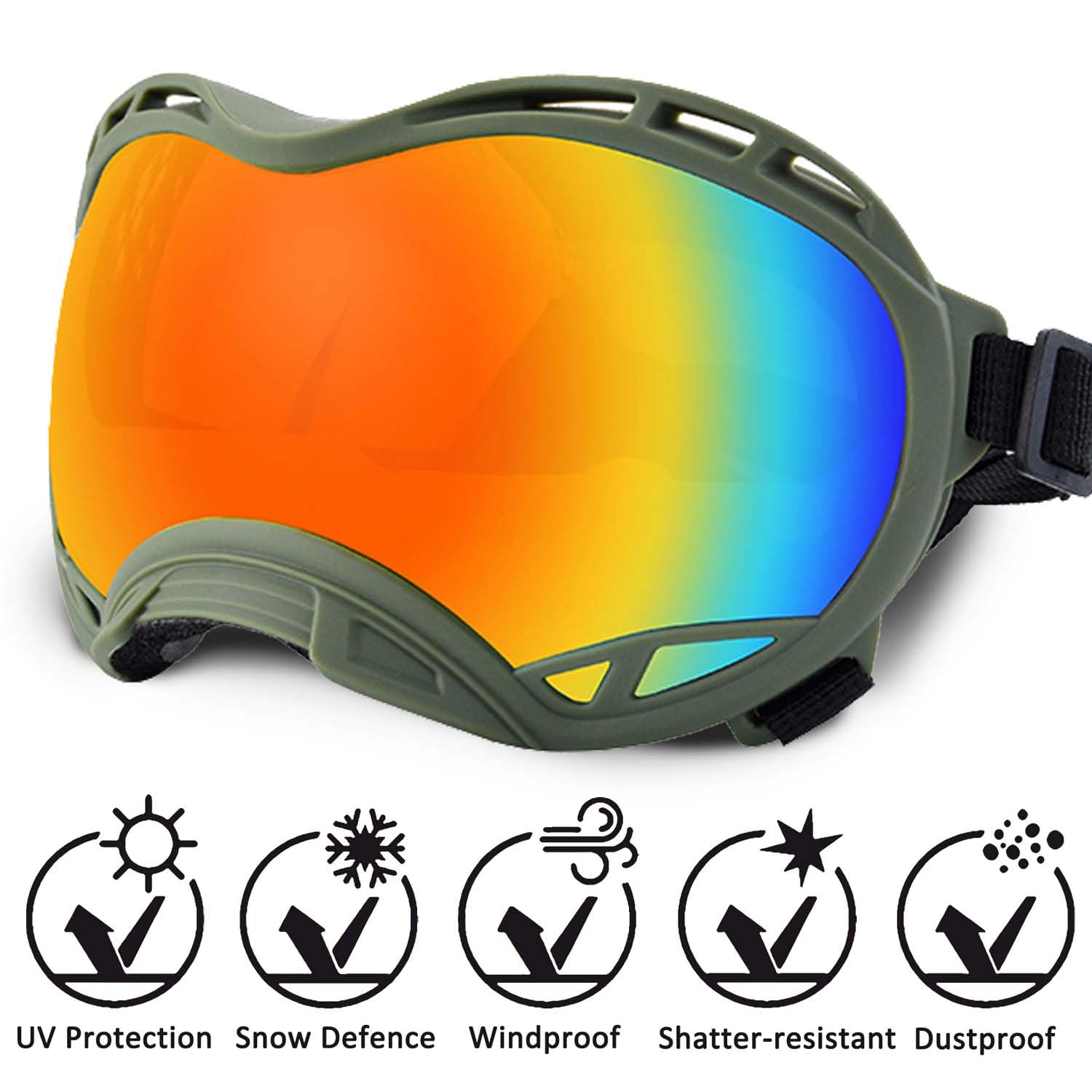 Dog Sunglasses,Doggles Anti-UV Protection,Pet Sunglasses with Adjustable Strap,Suitable for Motorcycle Car Driving Bike Riding Hiking Swimming Wind Dust Fog Dog Eye Protection - Image 2