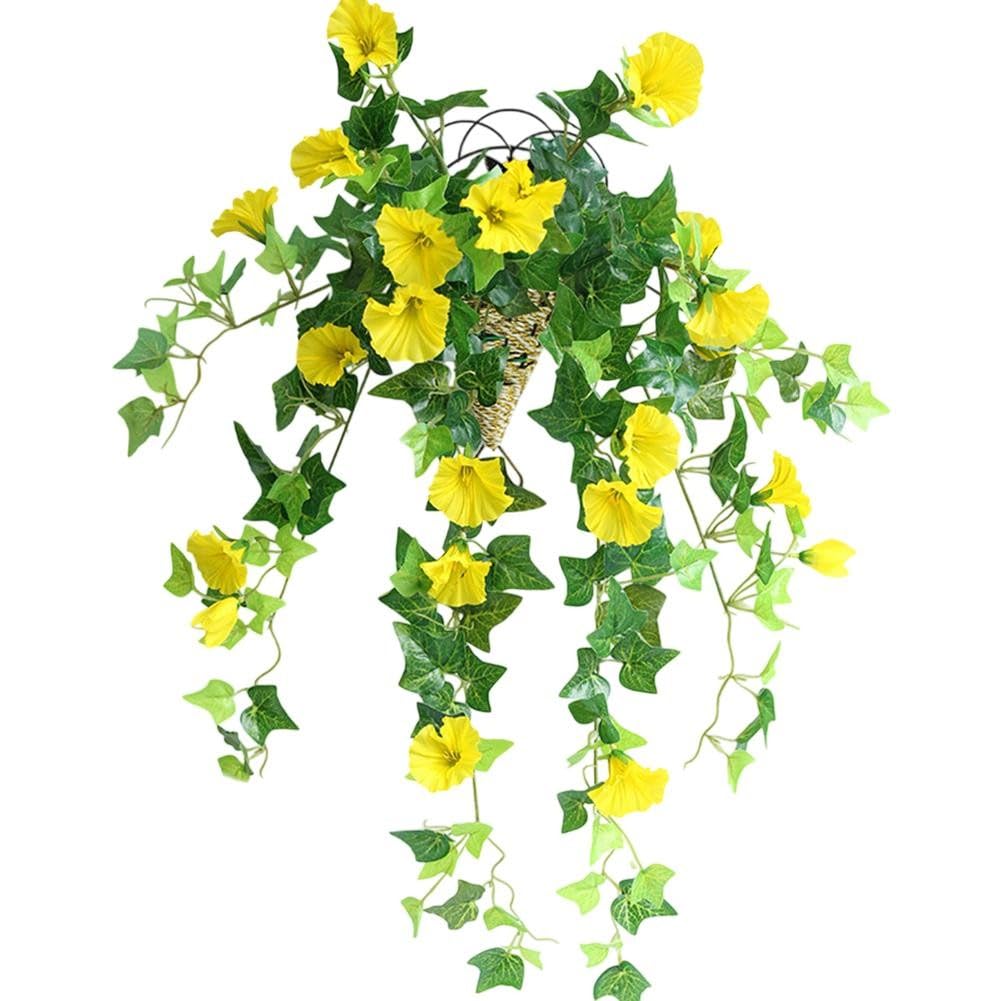 Lot de 2 guirlandes de lierre artificielles Morning Glory en plastique à suspendre pour décoration murale, maison, bureau, chambre à coucher, extérieur