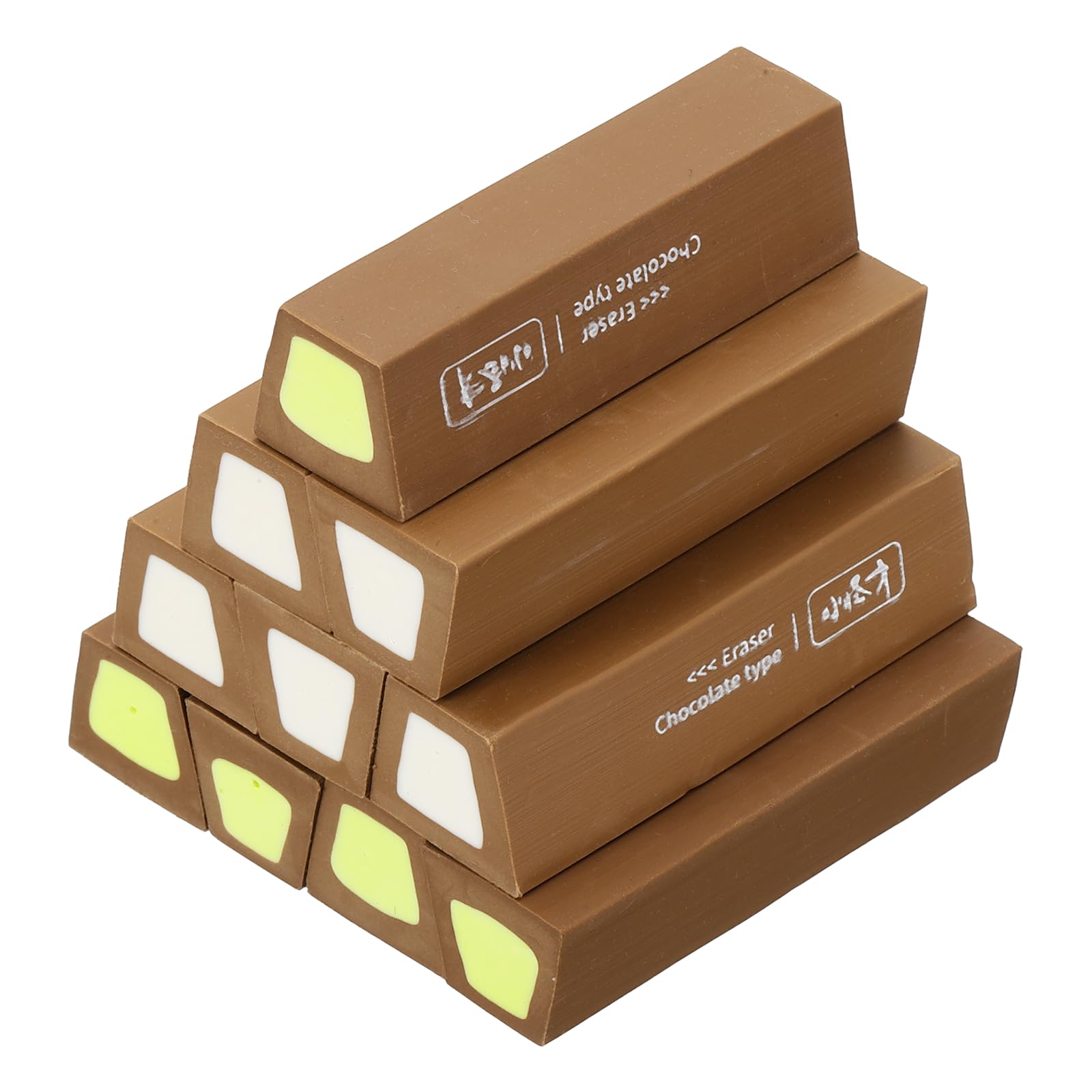 PATIKIL Pencil Erasers Rubber, 10 Pcs Art Eraser, Small Rectangular Pencil Rubber Scented for Drawing Writing Math Office Home Stationery Supplies, Dark Brown/Green/White