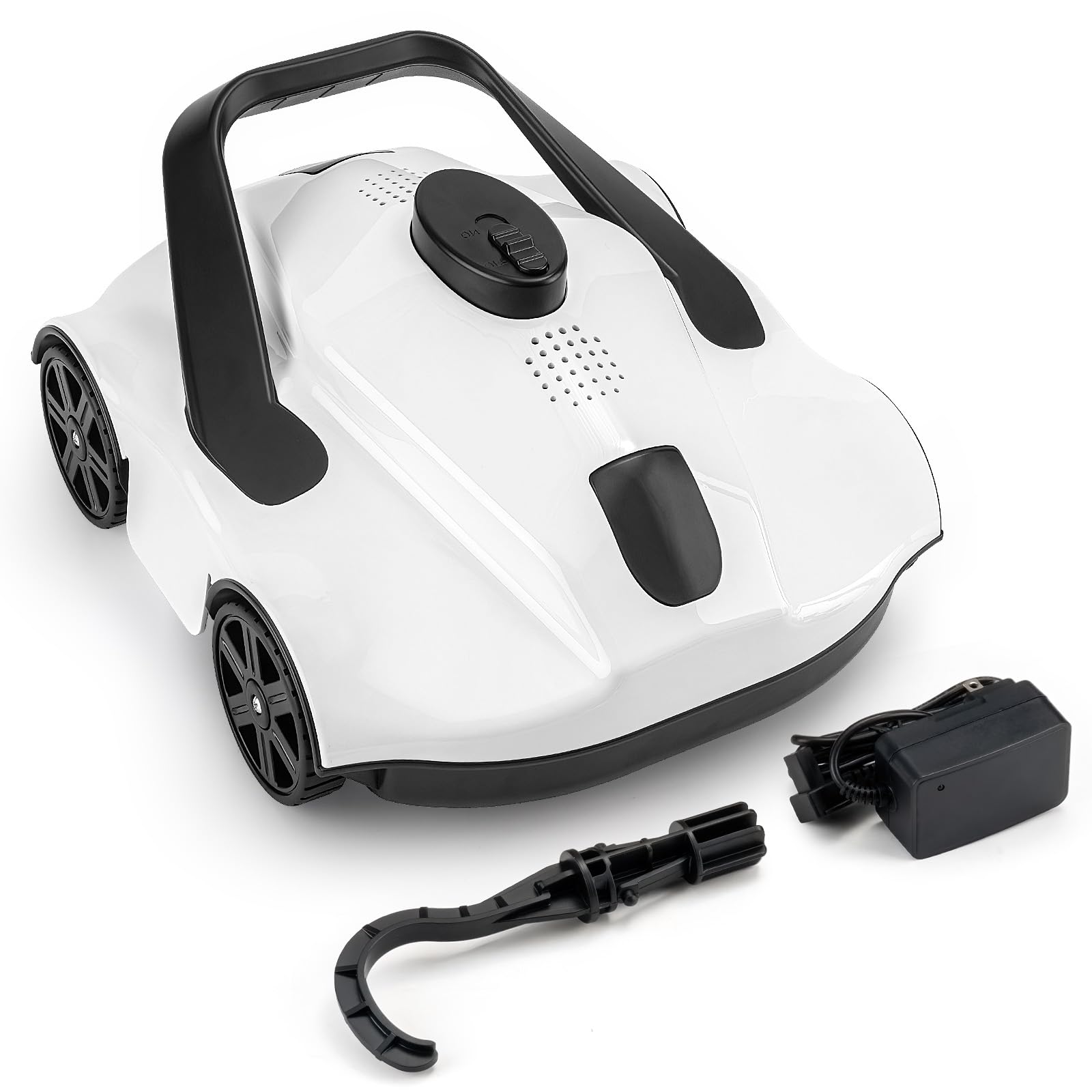 SYANSPAN Above Ground Pool Vacuum, Cordless, Automated, White, Plastic, 130 Mins Runtime, Self-Parking, High Efficiency, Long Battery Life