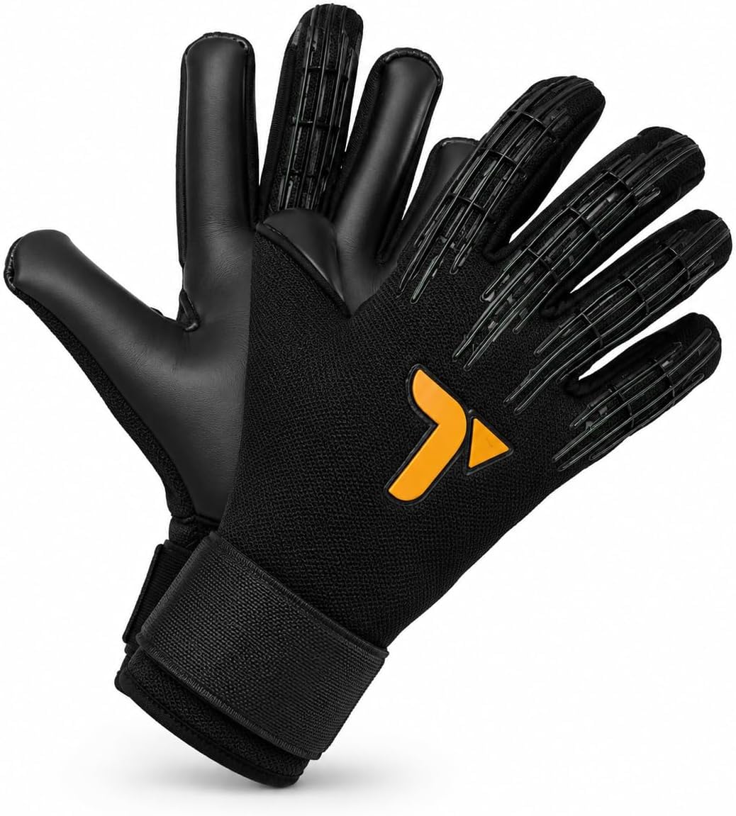 TIGEAR NOVA Professional Goalkeeper Gloves (Black, 7)