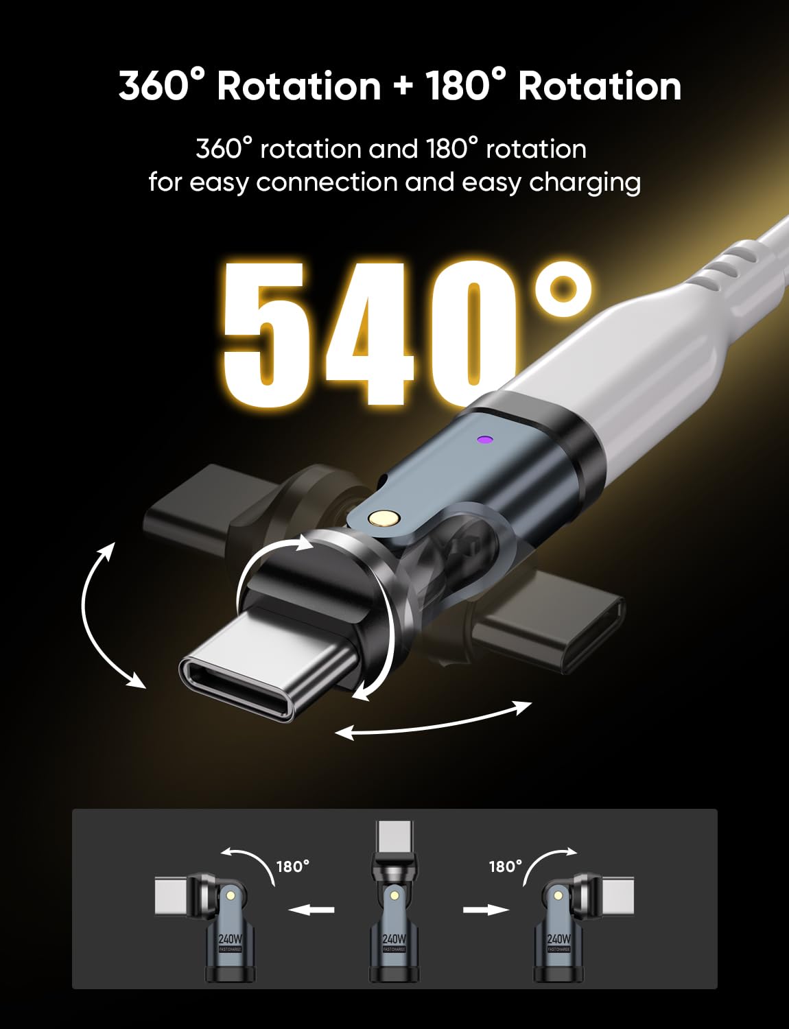 USB-C to USB-C 1.2 Metre Kablo 240W Güç / PPS 2.0 Desteği Super Hızlı Şar