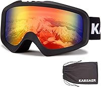 Vista 11 de Karsaer - Gafas de esquí antivaho, gafas de nieve OTG, 100% protección UV, gafas de snowboard con lentes dobles flexibles para hombres, mujeres