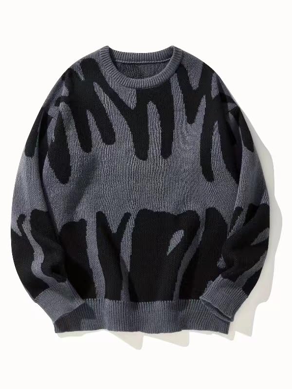 Men's Oversized Sweater Graphic Color Block Knitted Pullover Sweater Streetwear Tops3