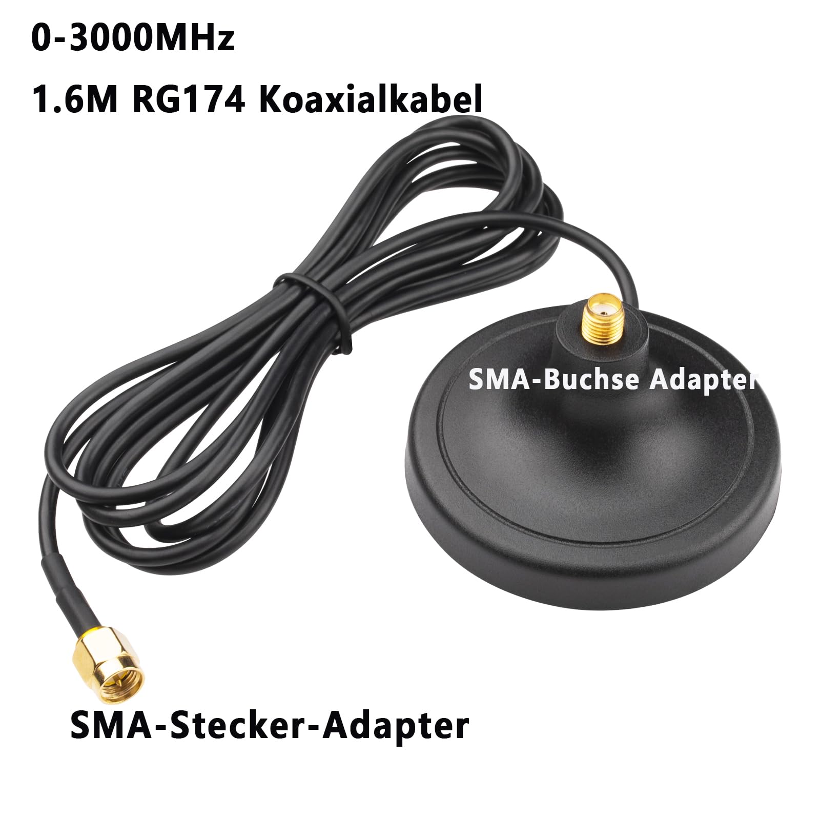 Cavo Coassiale RG174 SMA 3m + Adattatori Boobrie - Per Antenne WiFi, GPS, Radio Amatoriali
