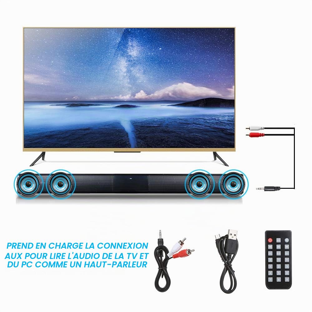 Docooler Soundbar TV, Luxus Wireless BT 4.0 SoundBar Haut-parleurs TV Home cinéma 3D Caisson de Basses Soundbar avec câble RCA et télécommande