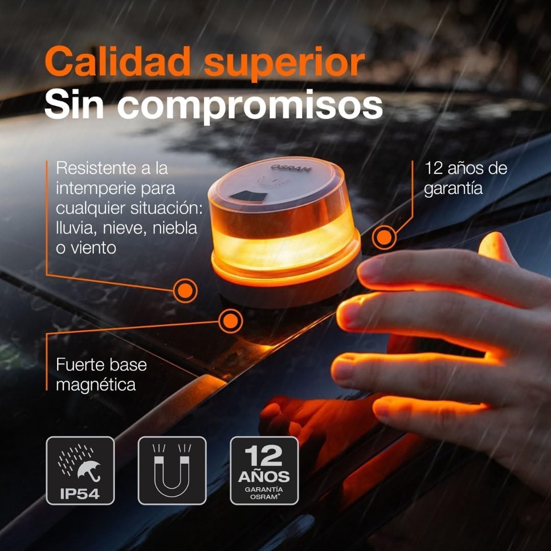 LEDSL105 Pack x18 Balizas de Emergencia LED para Coche | Luz de Señalización Vial. Baliza Homologada DGT 3.0 Obligatoria en 2026 | Señal V16 para Coche con Aviso Automático y Plan de Datos Incluido