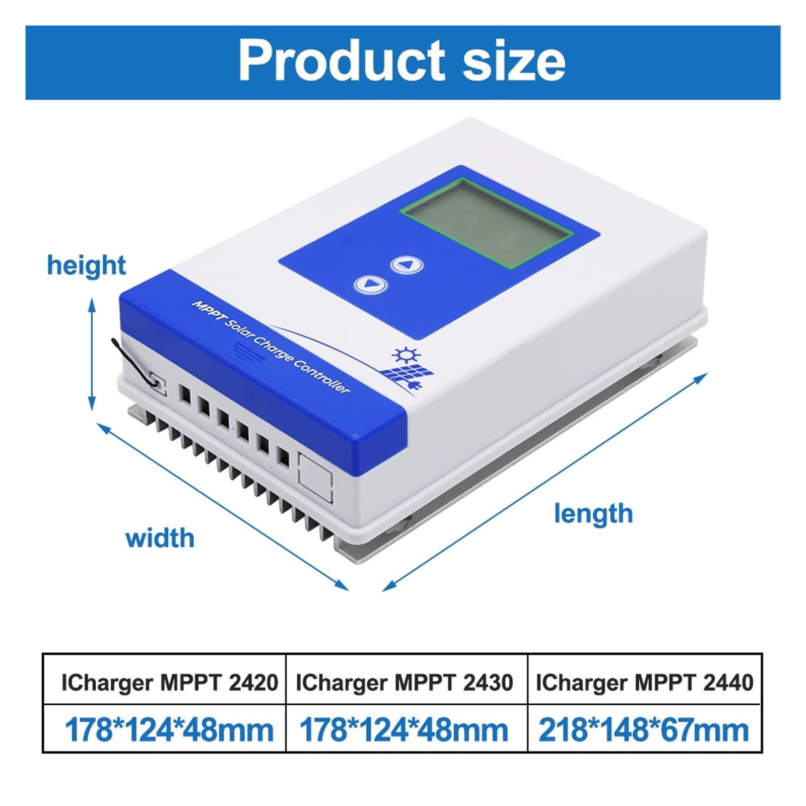 Kontroler Ładowarki Panelu Słonecznego MPPT 20A 30A 40A 12V 24V Automatyczny Wyświetlacz LCD Pasuje Do Ładowarki Akumulatorów Litowych AGM Zalanych Żelem(ICharger-MPPT-2430)