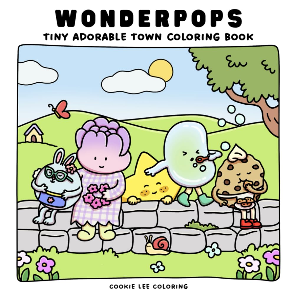 Tiny Adorable Town: A Kawaii Coloring Book for Adults and Teens (Cute & Comfy Coloring Series): A Soft Escape with Cookie & Friends – Cozy Scenes for Calm & Creative Fun