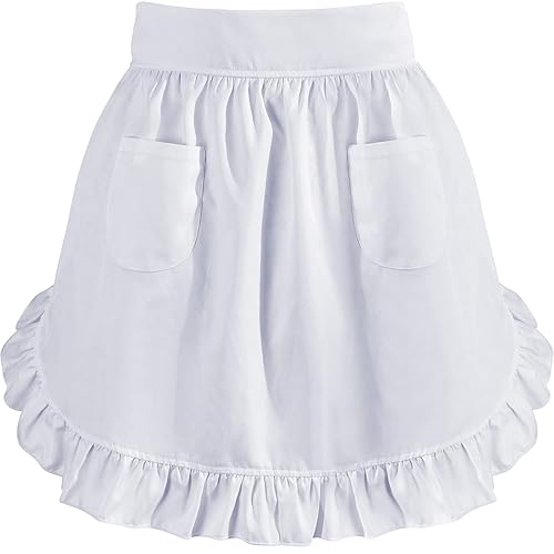 Geyoga Women's Waist Apron Cooking Apron Kitchen Waitress Apron Maid