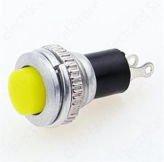 6 interruptores pulsadores de control remoto DS-316 de 10 mm, color negro, verde, amarillo, azul, blanco y rojo, con apagado momentáneo y encendido de 0,5 A y 250 V CA.(Yellow)