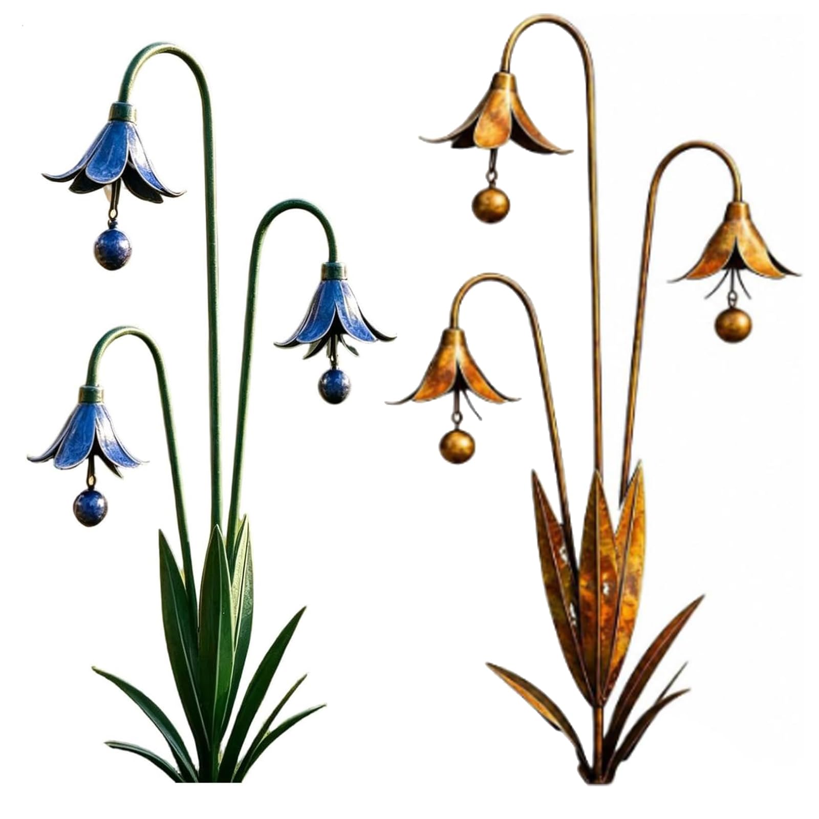 Three Bluebells Garden Stake, 2026 Flamed Copper Triple Sculpture for Yard