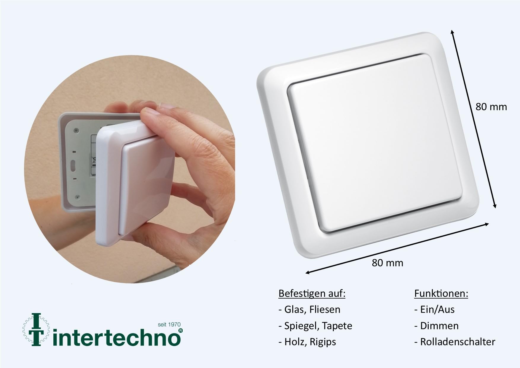 intertechno YWT-8500 Blanc Interrupteur d'éclairage (Lot de 2)