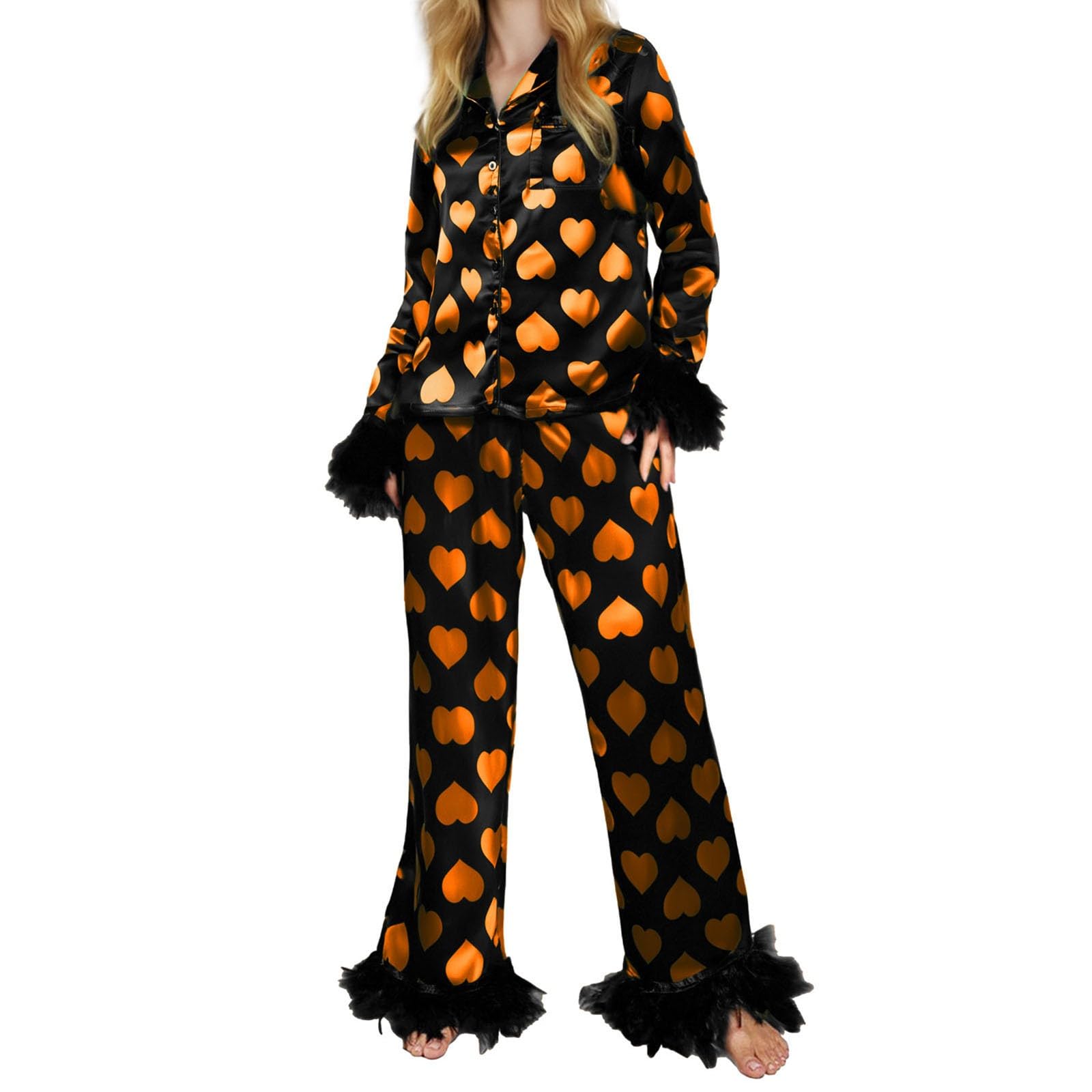 Damen Zweiteiliges Set Hemd Hose als lässiger Pyjama für gemütliche Stunden