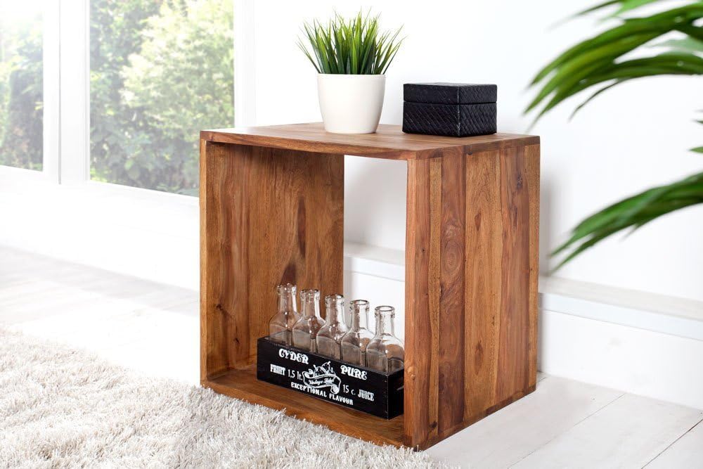SS WOOD FURNITURE Solid Shesham Wood Cubic End Tabel by S.S Wood | End Table | end Table for Living Room | end Tables Sheesham | end Table for Sofa
