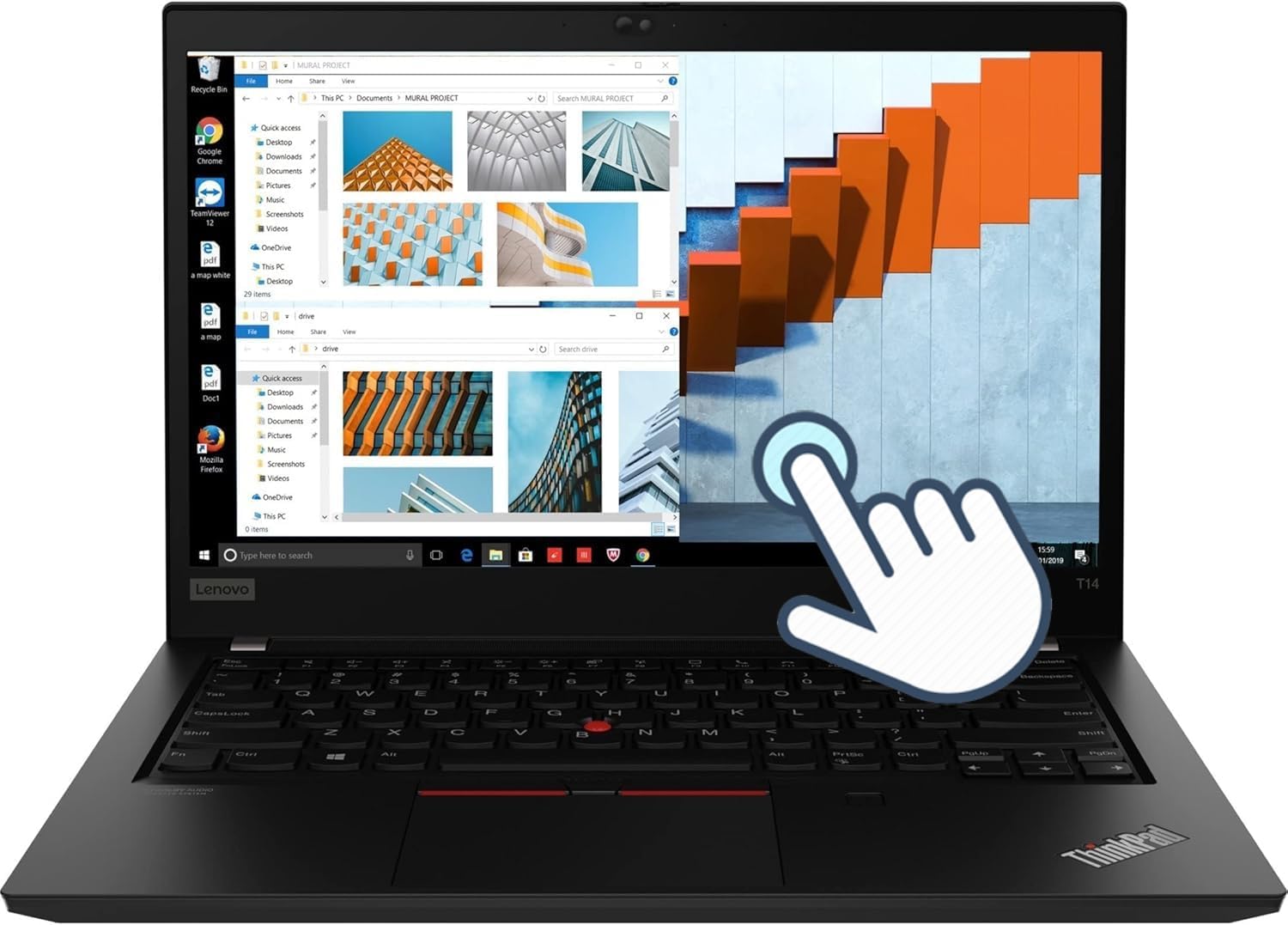 Lenovo Thinkpad T14 Gen 2 Touchscreen Laptop Business, 14" FHD (1920x1080), Intel Core i5-1145G7, 16 GB RAM, SSD da 256 GB, Tastiera US QWERTY, Windows 11 Pro (Ricondizionato)