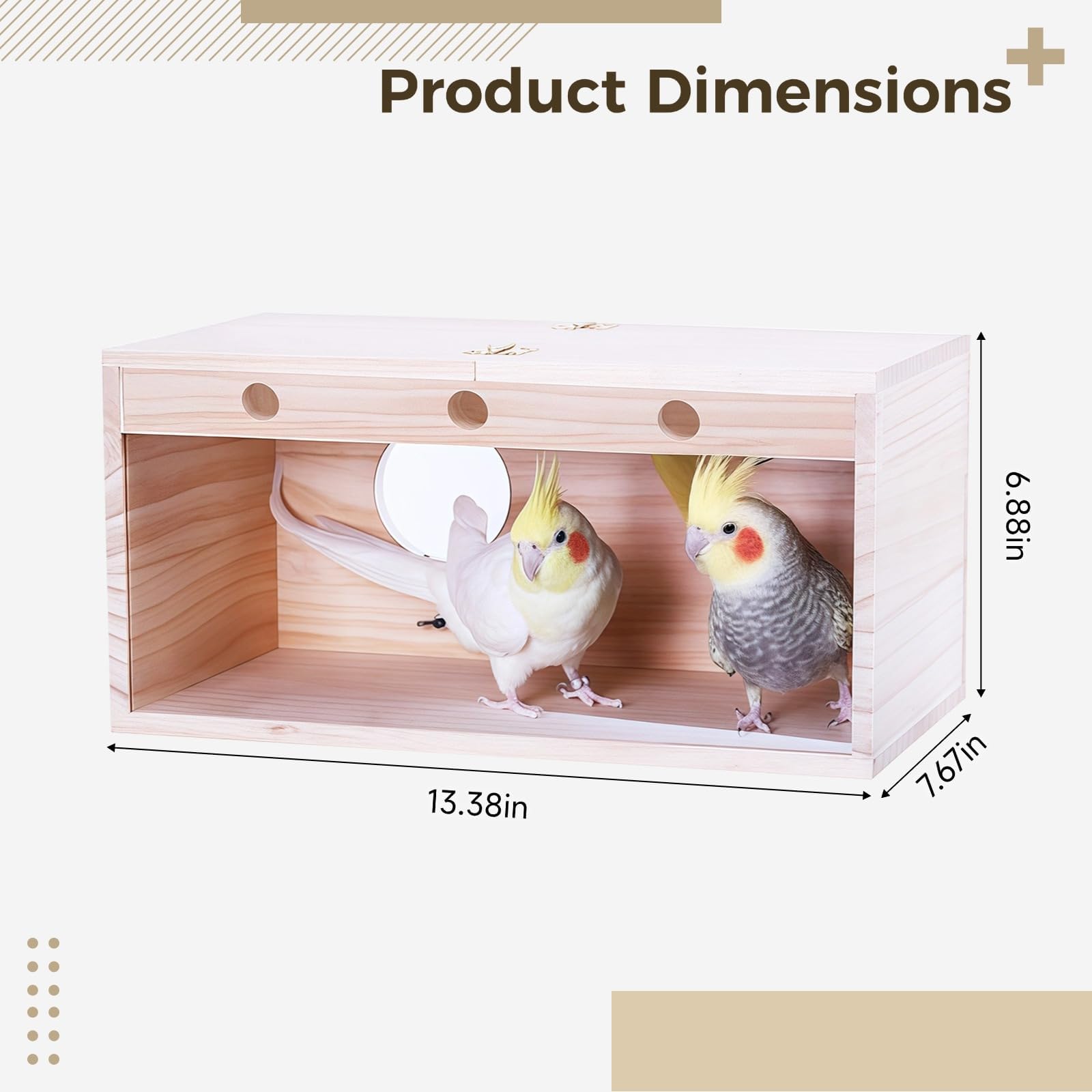 Grand nichoir transparent avec ouverture latérale, fabriqué en bois de pin durable, idéal pour les calopsittes et perruches, y compris le perchoir et les vis pour le renforcement, meilleur taux