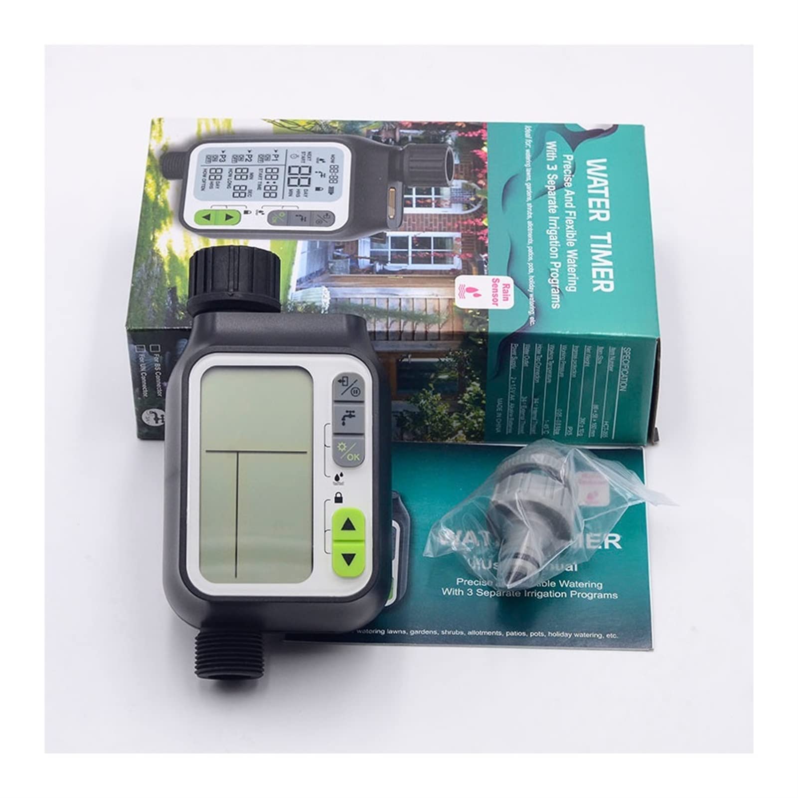 Wassertimer Gartenwassertimer wasserdichtes Wasserversorgungs Timer mit Regensensor -Bewässerung Timer Automatische Bewässerungssteuerung for Bewässerungssysteme Schlauchtimer (Color : with 2 Way Spl