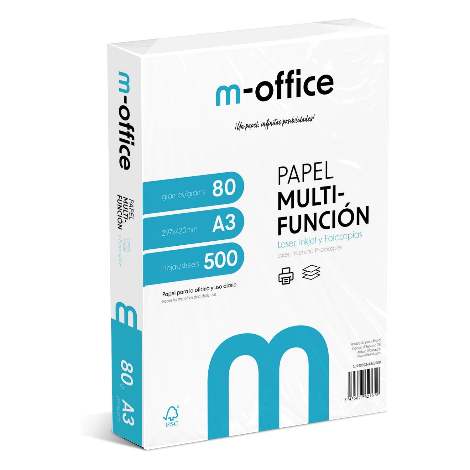 A3 80g Paper Pack 500 Sheets Multifunction Inkjet Laser Printer Paper A3 297x420mm Ideal for Office and Home · M-Office (500 Sheets) — image 1