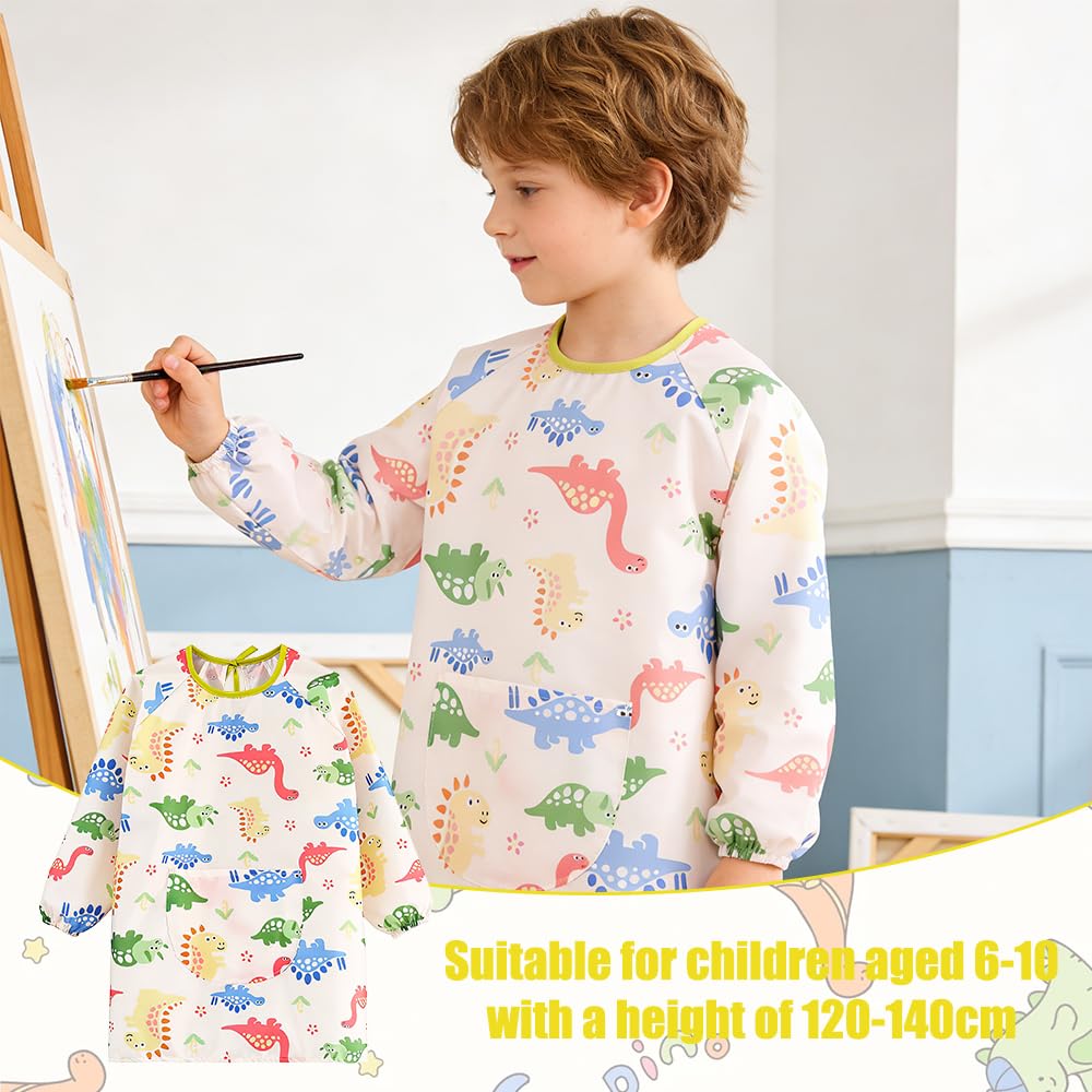 Tablier Peinture Enfant Imperméable 8-10 Ans avec Poches et Manches