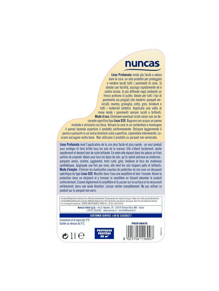 Nuncas Livax - Cera Protettiva Pavimenti Profumata - 1000ml