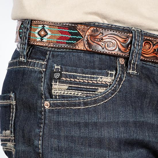 Rock & Roll Double Barrel Straight Ladder Stitch Dark Wash Jeans3