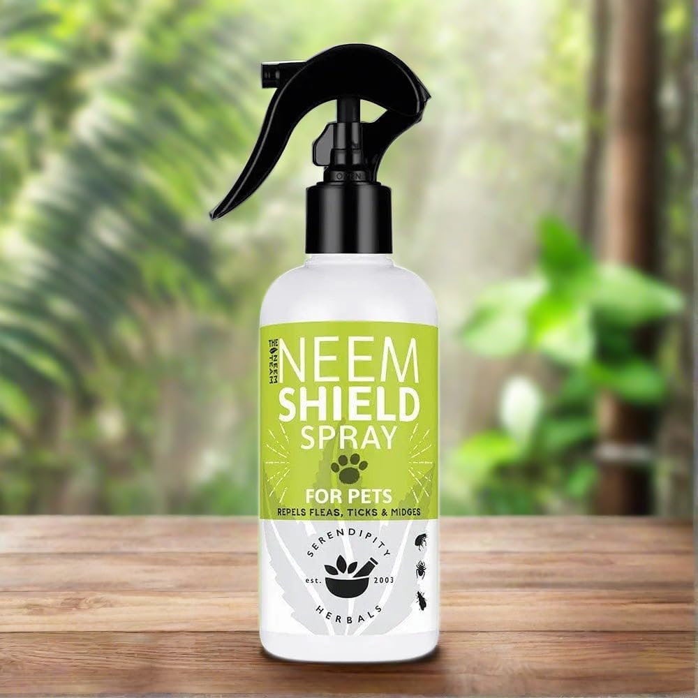 Neem Pet Shield Spray Répulsif Naturel Bio Anti Parasitaire pour Chien - Prévient Les Puces, Les Tiques et Les Poux