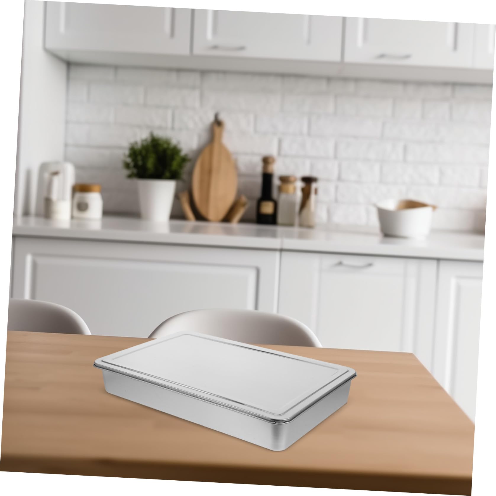 Moule Rectangulaire en Acier Inoxydable 43X28X6 CM Couvercle pour Cuisson de Gâteaux, Brownies et Conservation, Adapté Four Grille-