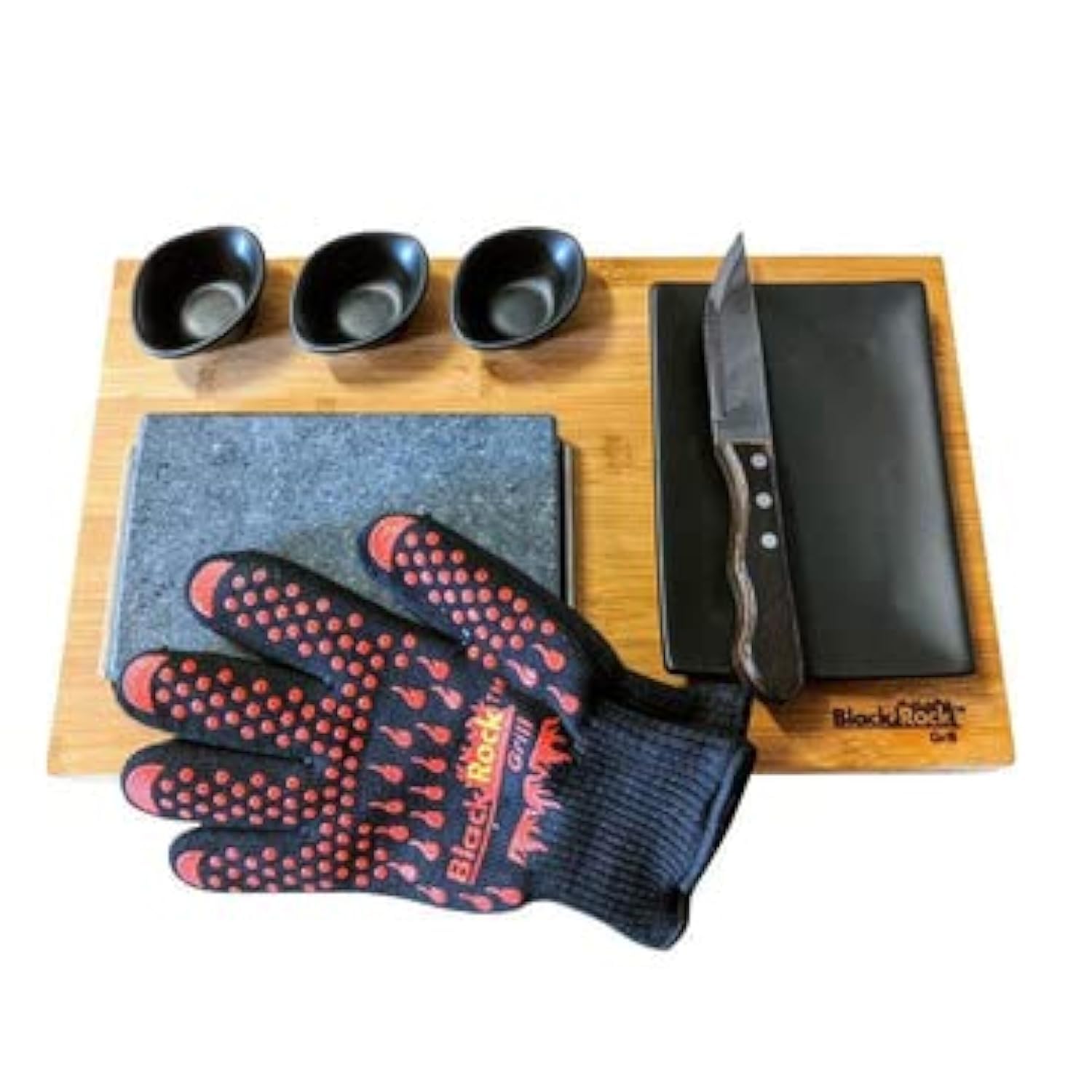 Black Rock Grill Steak Stone Grill Set, Sizzling Lava Stone Steak Set (One Gift Set)