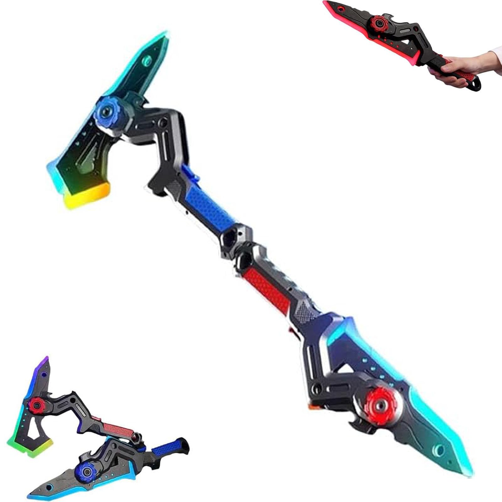 Interstellar Spark Battle Blade Lama Luminosa a LED a Doppia modalità, Giocattolo fantascientifico trasformante Ascia da Battaglia, 7 Cambi di Colore, Commutazione con Un Pulsante