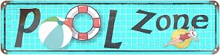 Gabriella Hunter Tin Sign Pool Zone Vintage Rustic Decor Home Pool Tropical Beach Patio Wall Decoration Pool Metal Street 4x16 Inch Sign