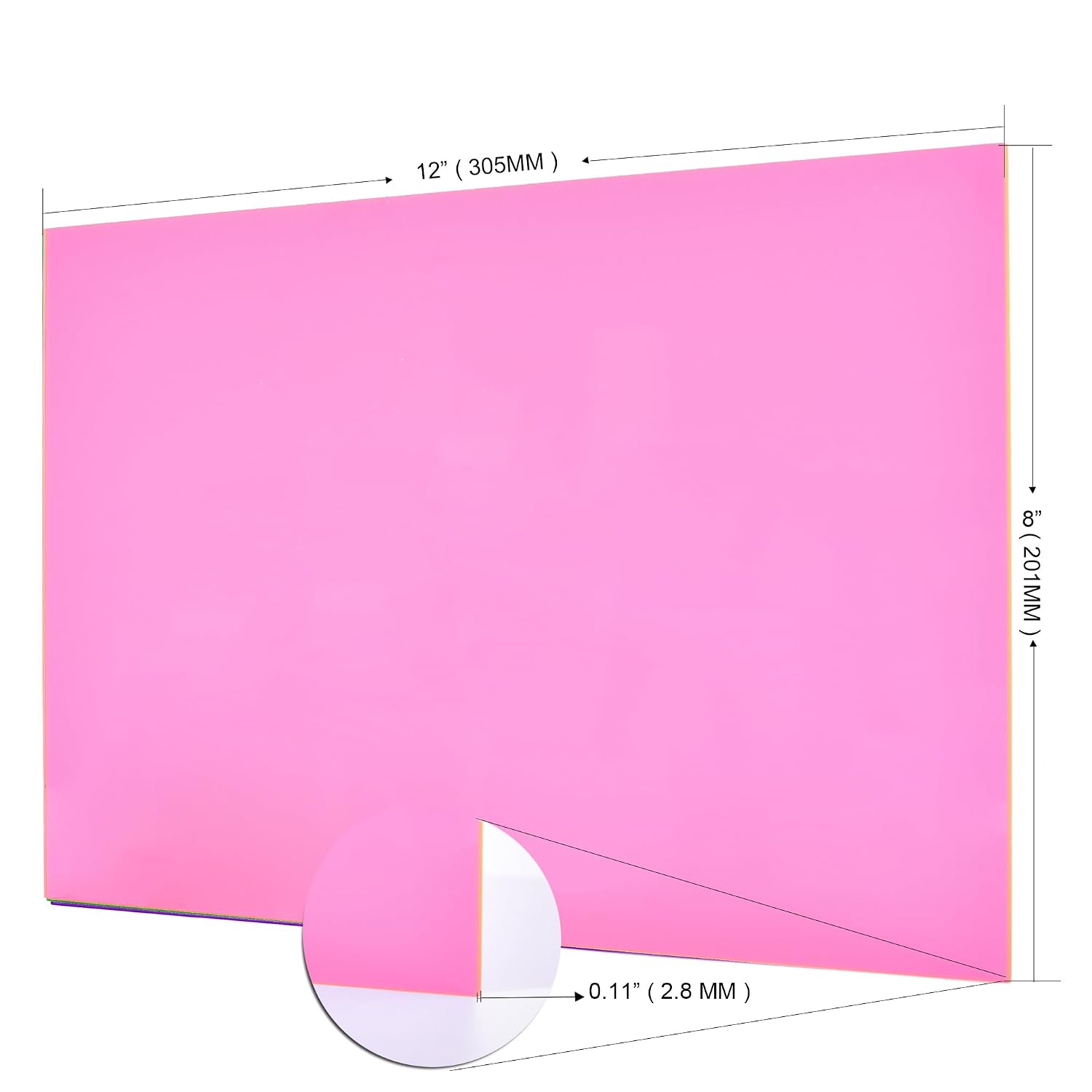 6 PCS Transparent Pink Cast Acrylic Sheets 8" x 12" x 0.118", Plexiglass Plastic Sheet for Laser Cutting, Engraving Signs, DIY Projects.