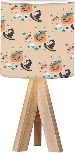 Lámpara de mesa de noche con trípode, patrón sin costuras, para envolver mesita de noche de madera con pantalla de tela de lino para guardería,