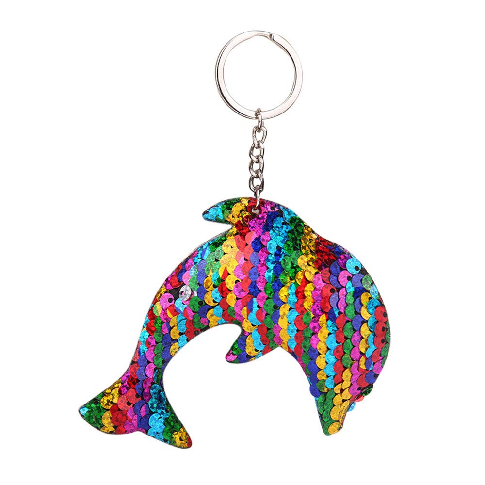 GenericFashion Star Sequin Keychain Key Ring Dolphin Sequin Pendant Gift Keychain Cit Chain (Multicolor, One Size)