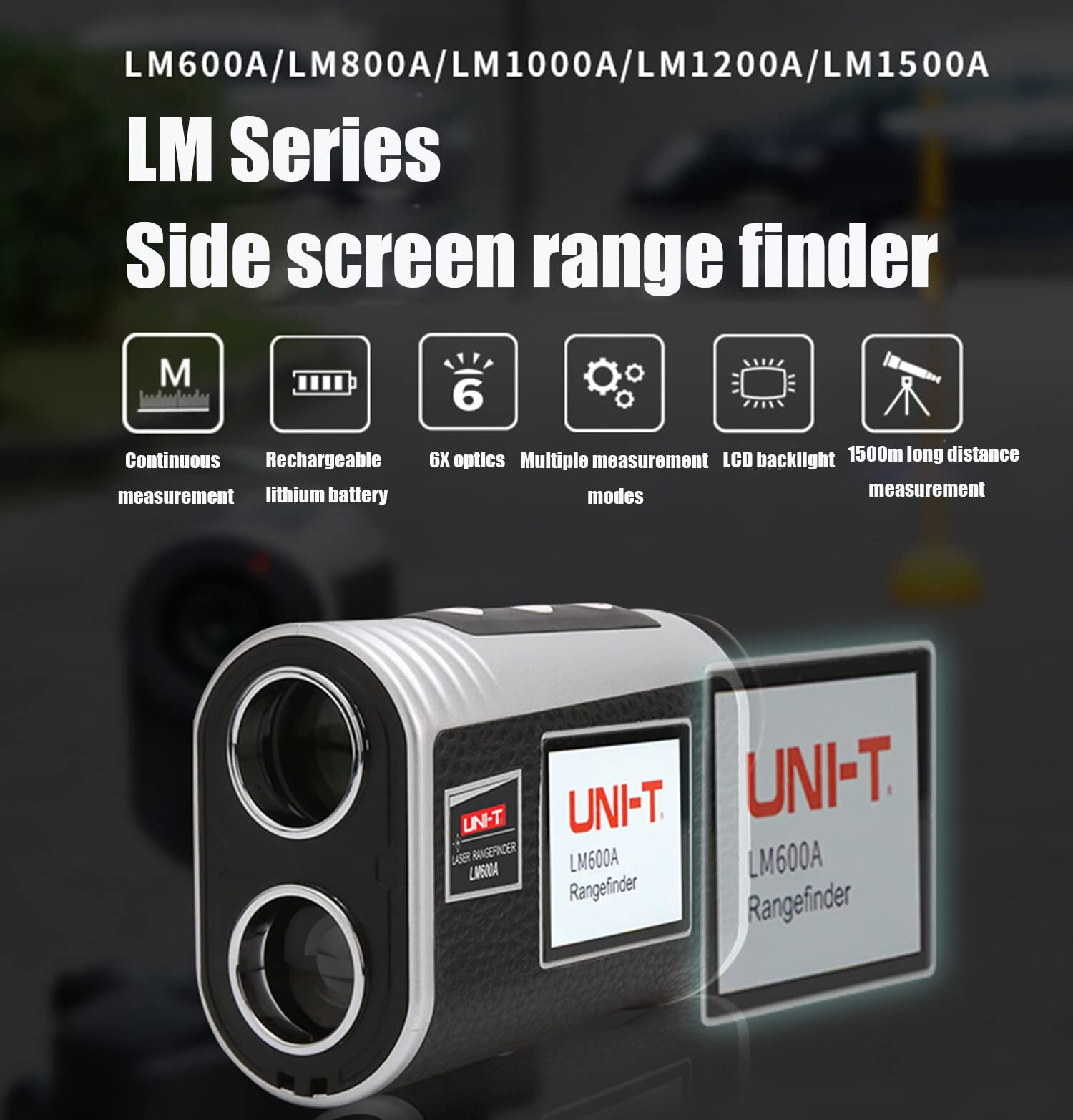 UNI-T LM600A LM800A LM1000A LM1200A LM1500A Specialty Laser Rangefinders Side-Screen Ranging Telescope 2.0 Inch External Screen