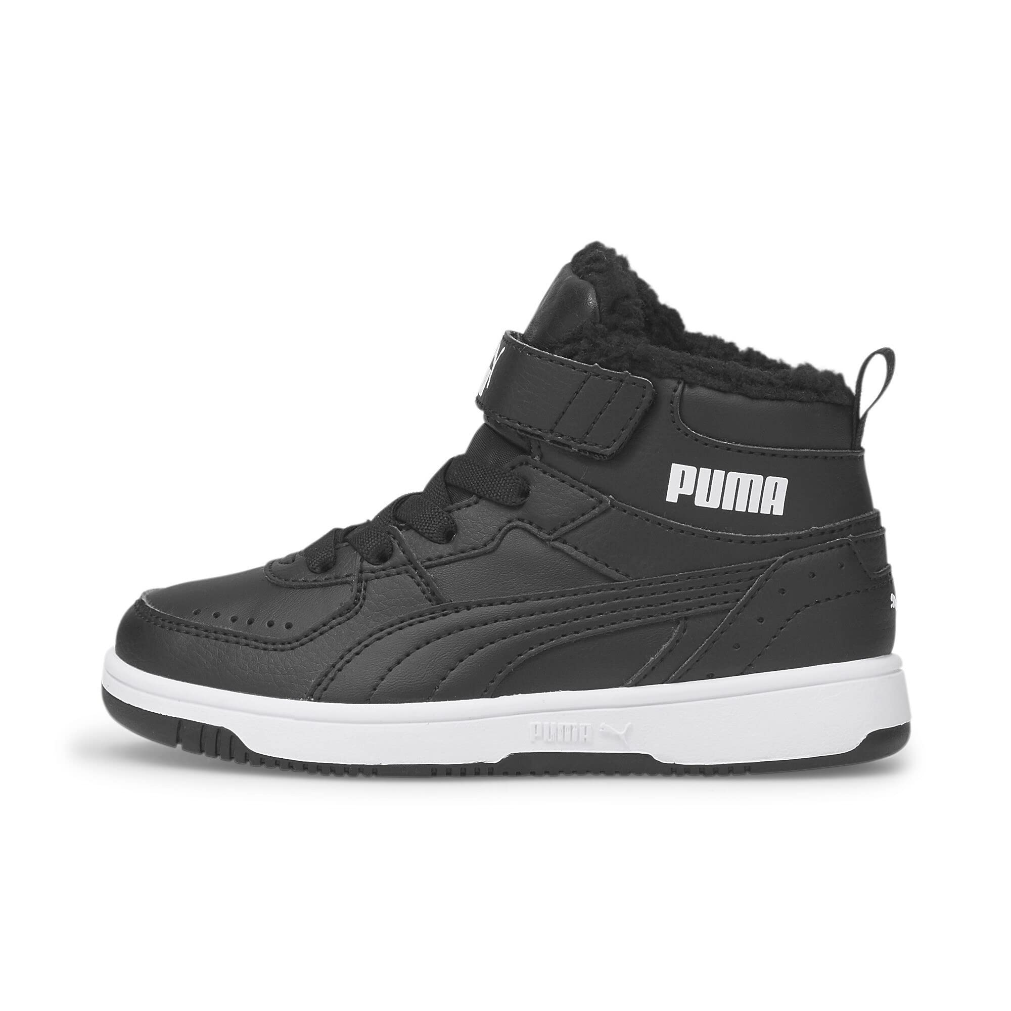 PUMA Rebound Joy Fur PS Sneaker, Black, 11 UK Child