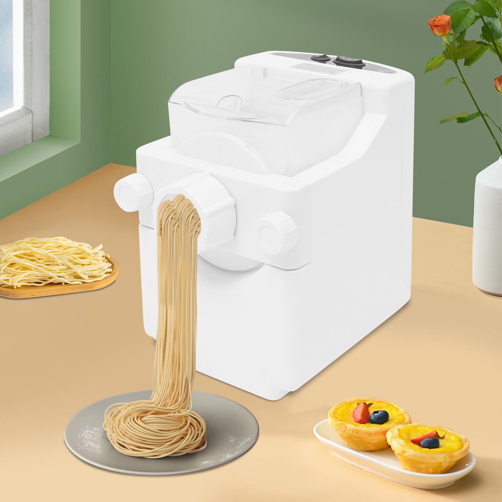 Machine à pâtes électrique avec 9 formes, machine à pâtes automatique pour pâtes fraîches et pâte, capacité de 500g, moteur en cuivre de 180W, machine à pâtes pour la maison, pâtes, raviolis, nouilles