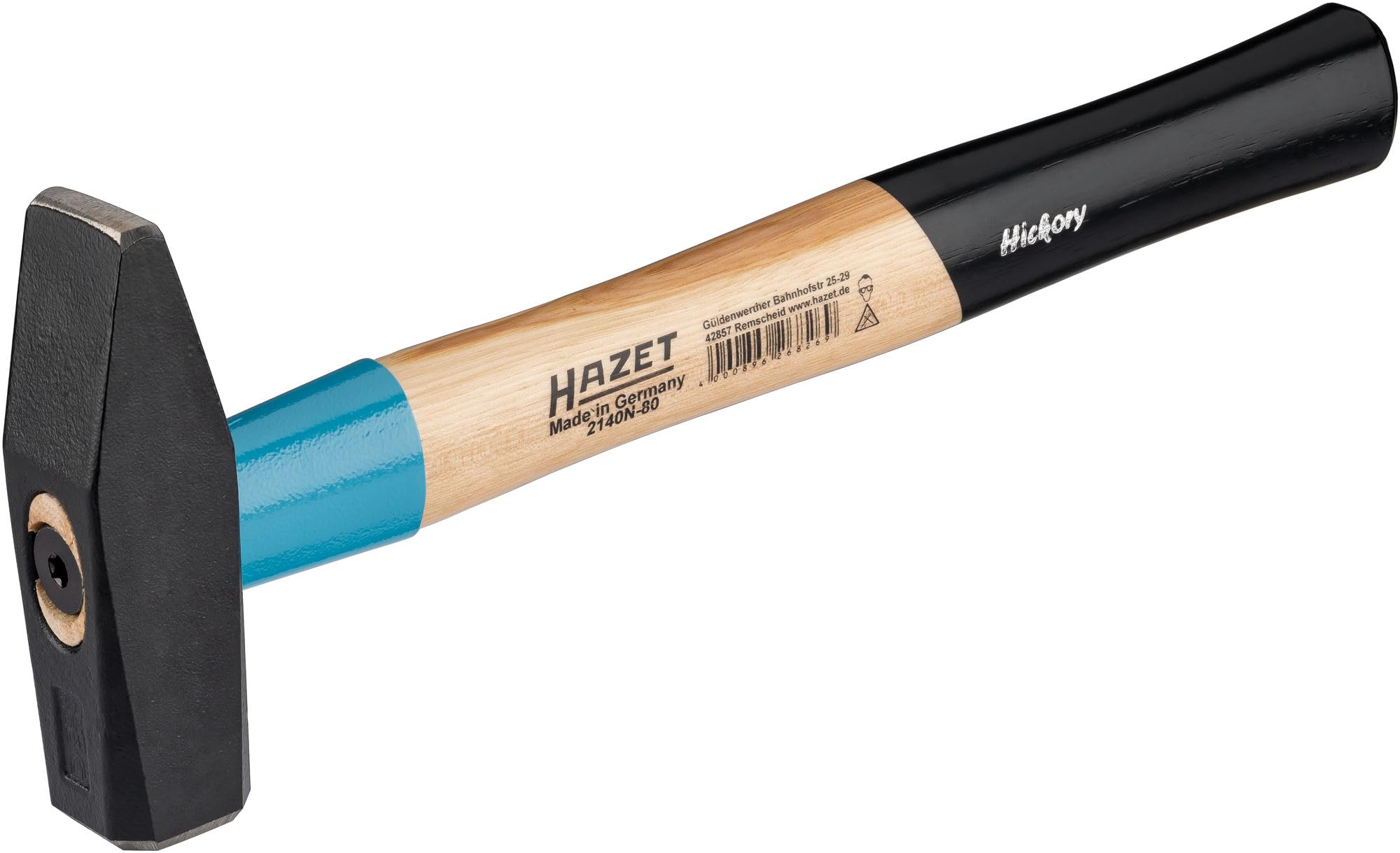 HAZET Młotek ślusarski BluGuard 2140N-80, długość 350 mm, głowica młotka 800 g, ze śrubą klinową dla najwyższego bezpieczeństwa, wysokiej jakości stal i ergonomiczny uchwyt