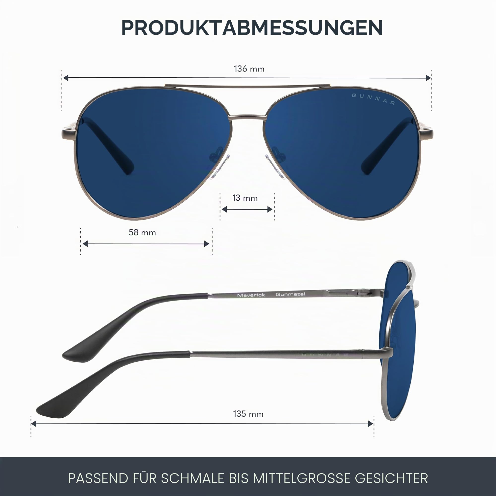 Gunnar Gaming- und Computerbrille - Maverick - Blaulichtfilter Brille, Premium Blaufilter, UV-Schutz, | Computer-/Gaming-Brille - Maverick - Blaulichtfilter - Patentierte Technologie