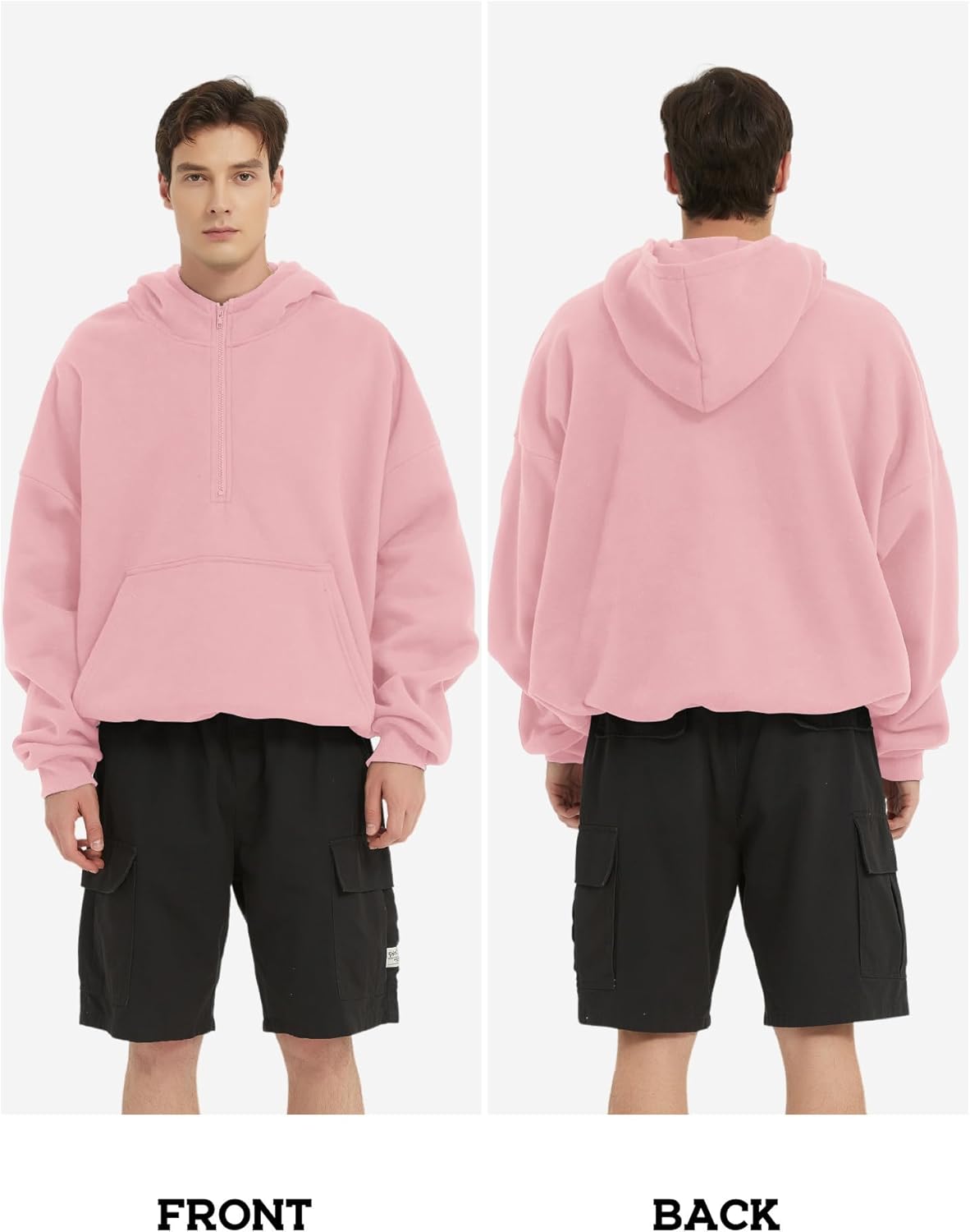 FAIABLE Mens Hoodies Half Zip Up Oversized Sweatshirts Fleece Cotton Quarter Zip Hoodie Pullover Fall Winter Outfit - Image 5