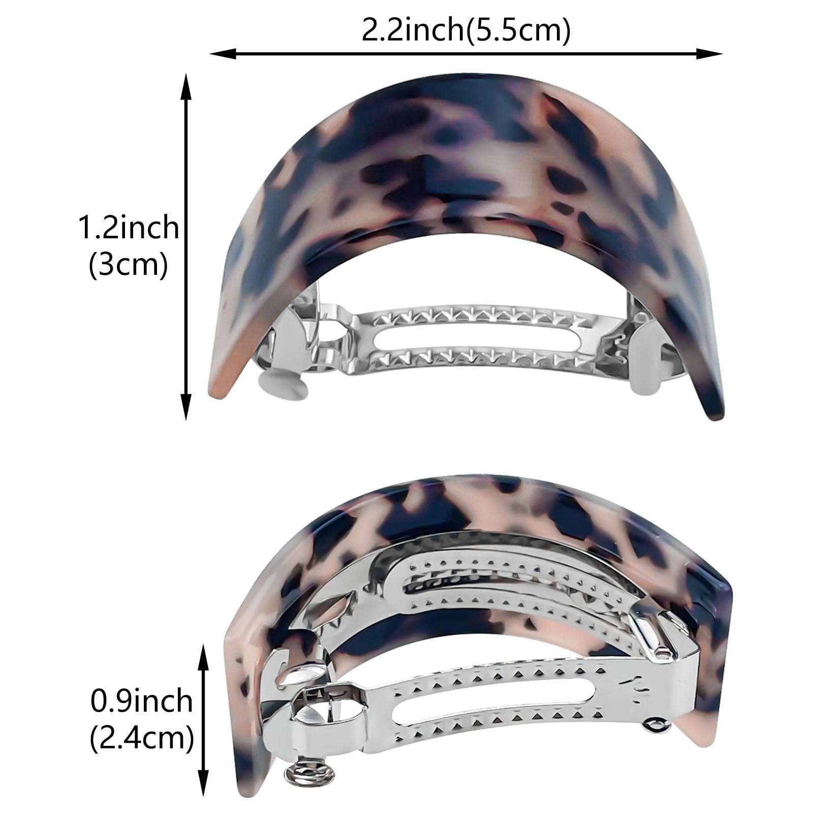 4Pcs Tortoise Shell Hair Clips Ponytail Holder Cuff Semi Circle Hair Barrettes French Snap Closure Spring Clamp Metal Elegant Hair Accessories for Women - Image 2