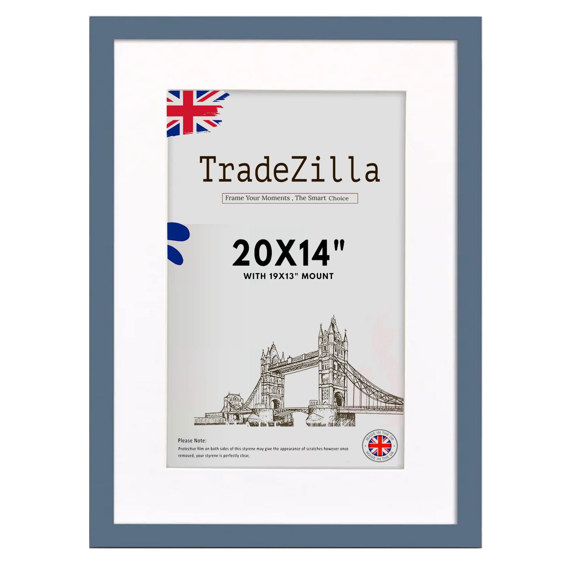TradeZilla Elegant Dark Grey 20x14” Picture Frames with Dark Grey Mount 19x13” Tabletop or Wall Poster Frame for Homes and Offices Display Good for Diploma Certificate (Dark Grey) — image 1