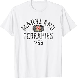 Maryland Terrapins 1856 Vintage Logo Unisex-Adults White Cotton Short Sleeve Crew Neck T-Shirt
