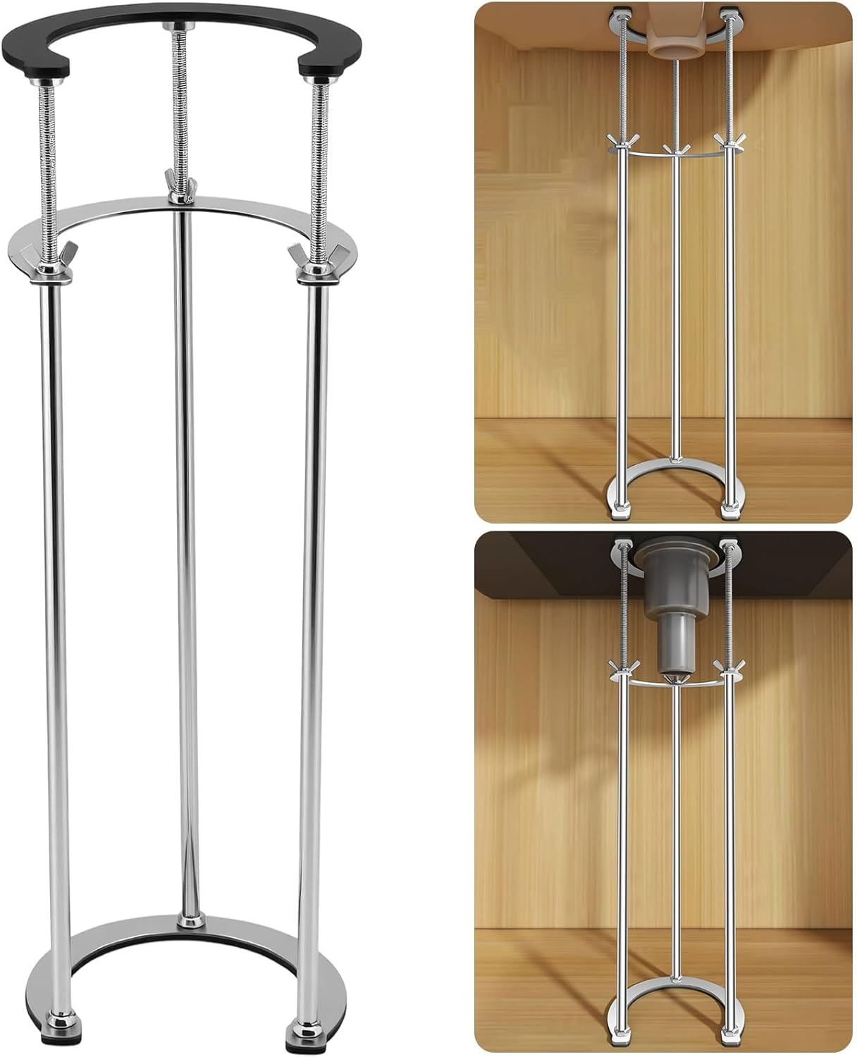 Undermount Sink Brackets,Stainless Sink Support,17.3"-28.3" Adjustable Under Sink Support Legs,Sink Install Repair System for Kitchen and Bathroom, 3 Rods