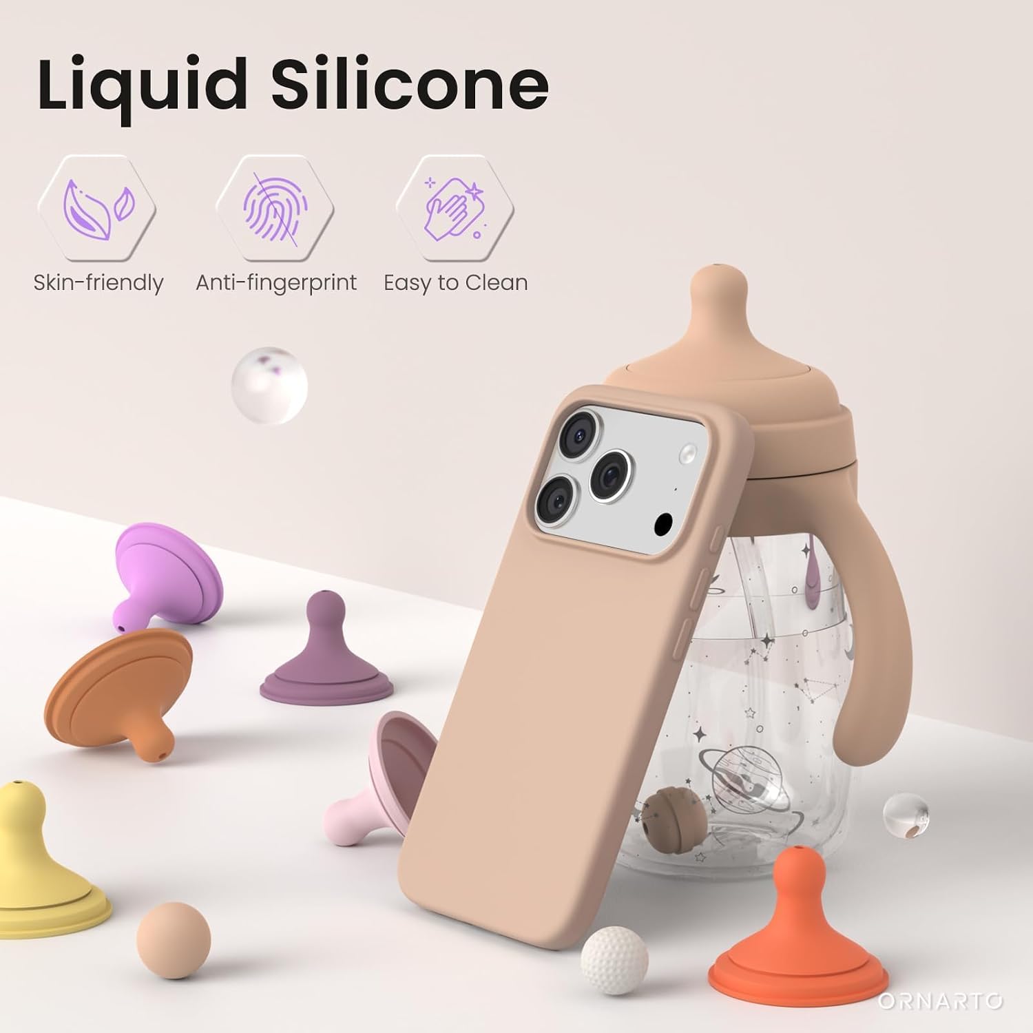  for iPhone 17 Pro Case 6.3", Slim Liquid Silicone,Nude Taupe thumbnail