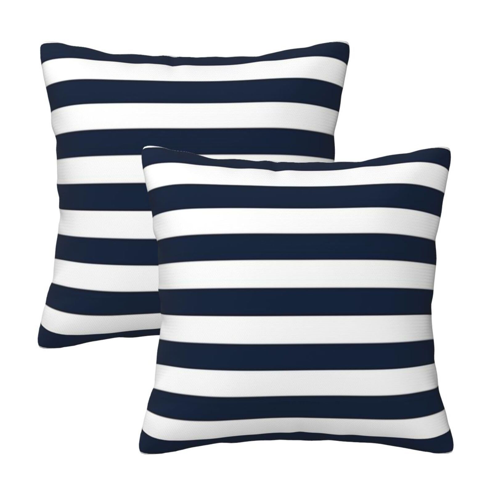 Navy Blue and White Stripe Throw Pillow Covers 20x20 in Farmhouse Pillow Case Soft Outdoor Cushion Covers Set of 2 for Sofa Bed Bedroom Car Chair Living Room Home Decorative โ image 1