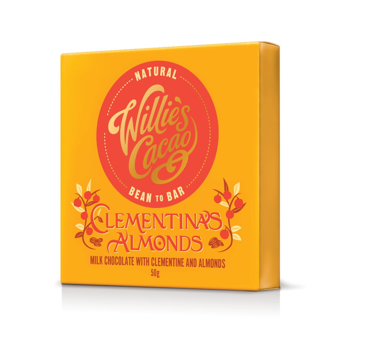 Willie's Cacao Bar - Clementina's Almonds, Milk Chocolate with Clementine & Roasted Almond - 50g - Artisan made